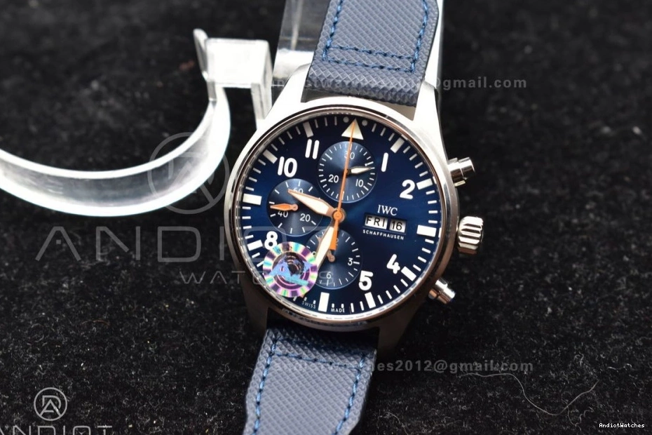 Leather Edition Strap Pilot on 1004 Dial Youthful Chrono Hand SS AZF Orange Blue 1:1 Best Blue A 0130